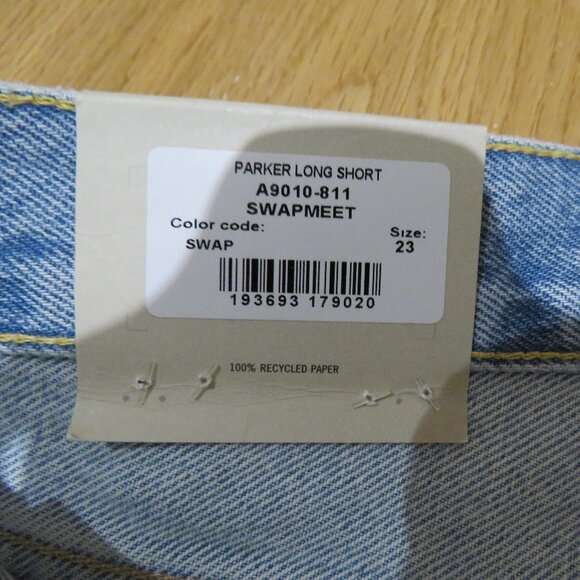 AGOLDE Parker Long Shorts in Swapmeet Light Denim Boho Distressed Casual 23 NWT - Picture 12 of 12